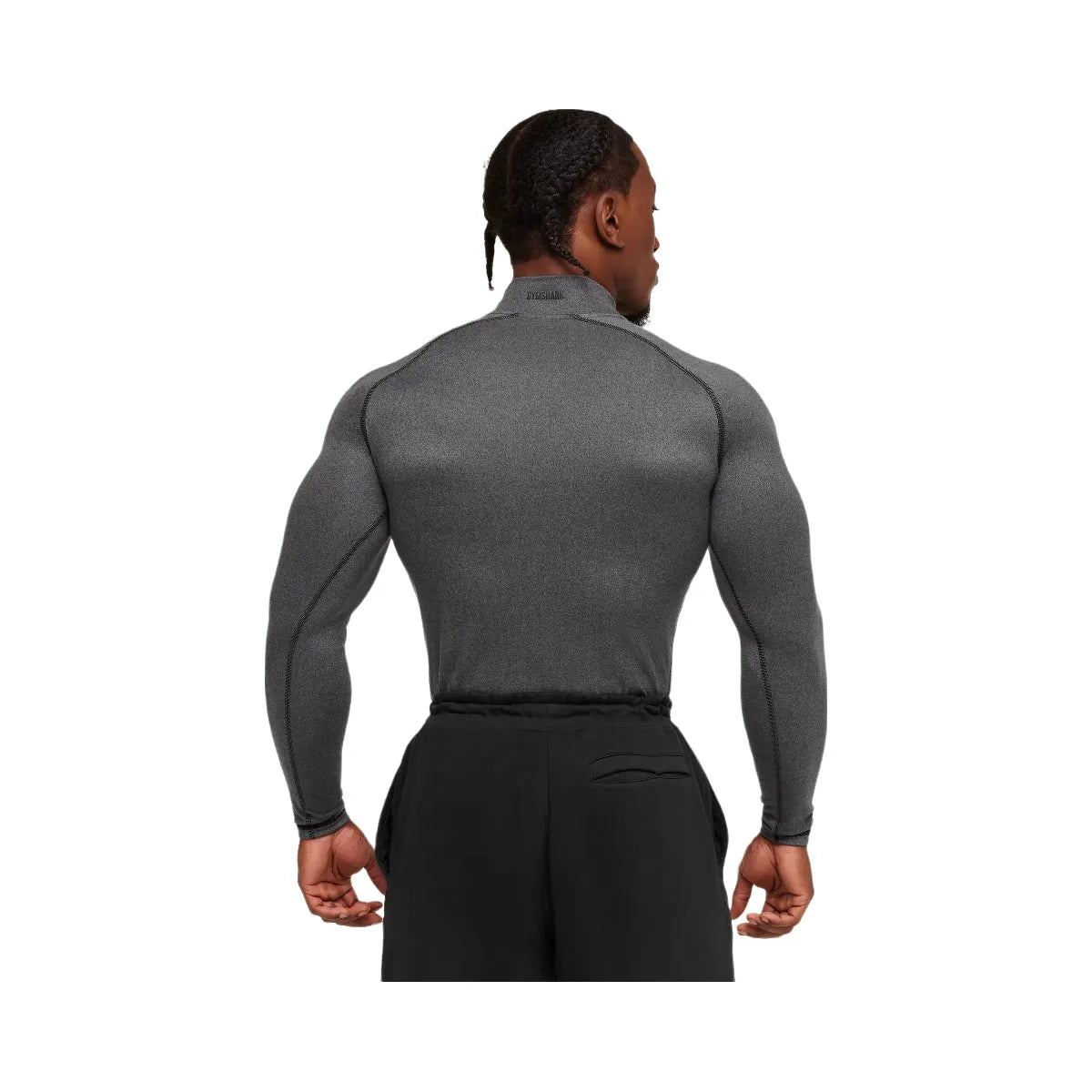 Gymshark Element Baselayer Mock Neck Long Sleeve T-Shirt - GS Black/GS Dark Grey Marl