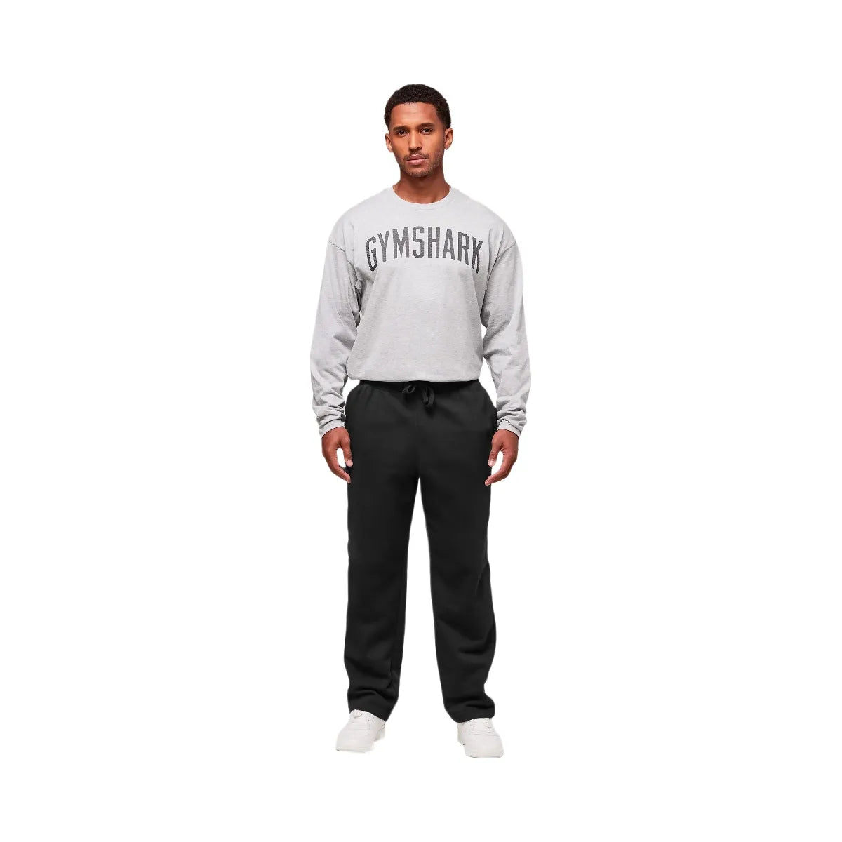 Gymshark Worn Graphic Long Sleeve T-Shirt - Light Grey Core Marl