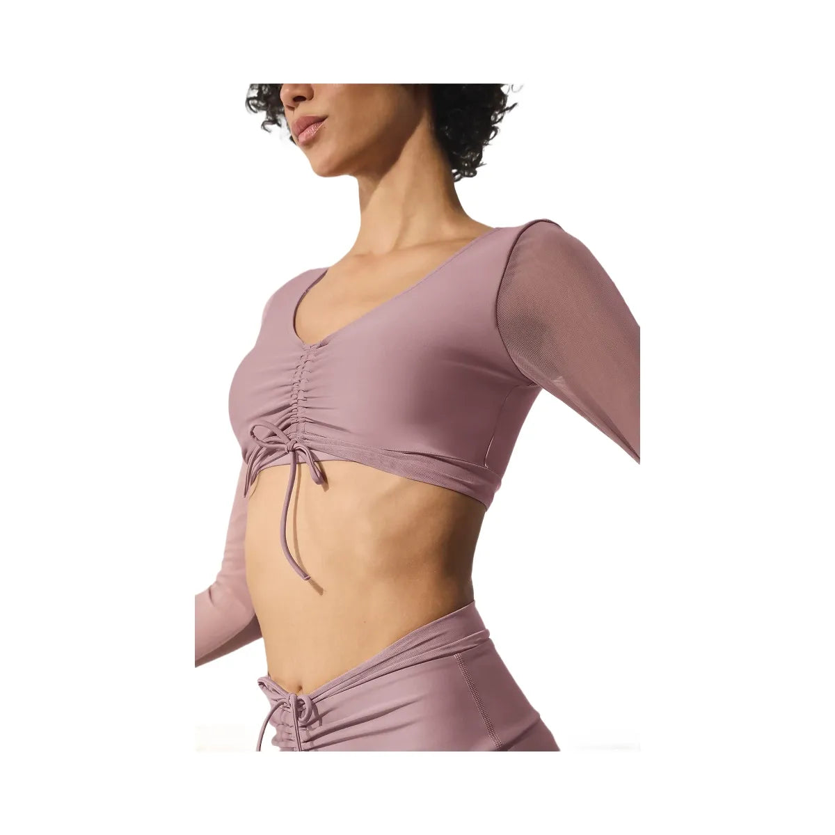 Alo Women's Airlift Mesh Divine Long Sleeve Bra - Smoky Quartz