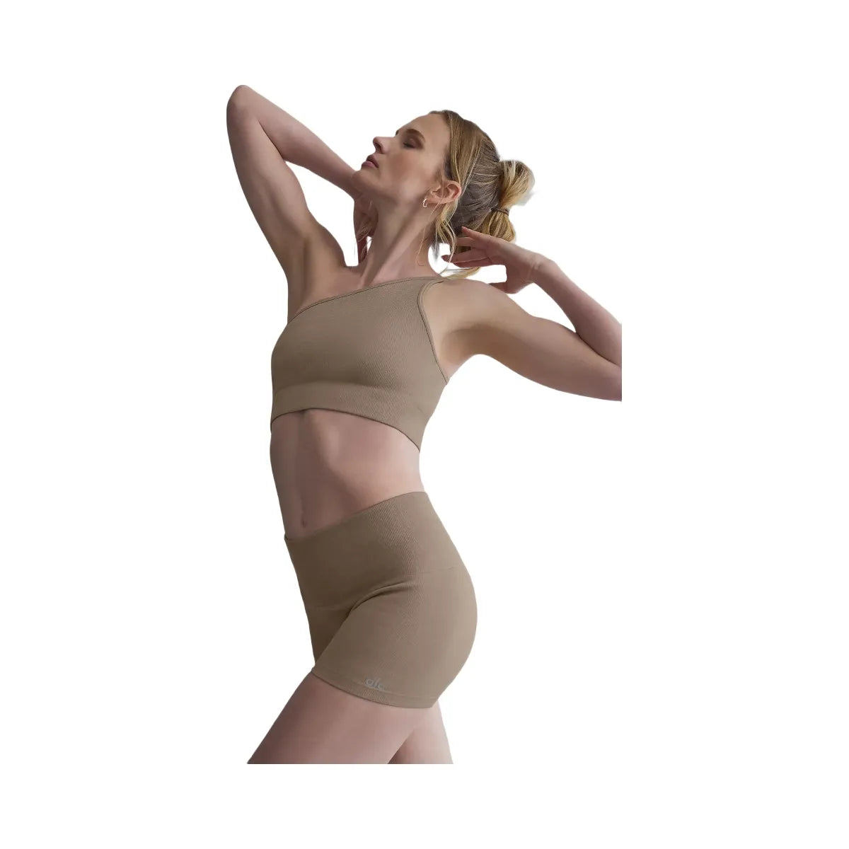 Alo Women's 3" Seamless Ribbed Shimmer Short - Gravel