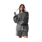 Alo Women's Make Waves Crew Neck Pullover - Dark Heather Grey Tonal