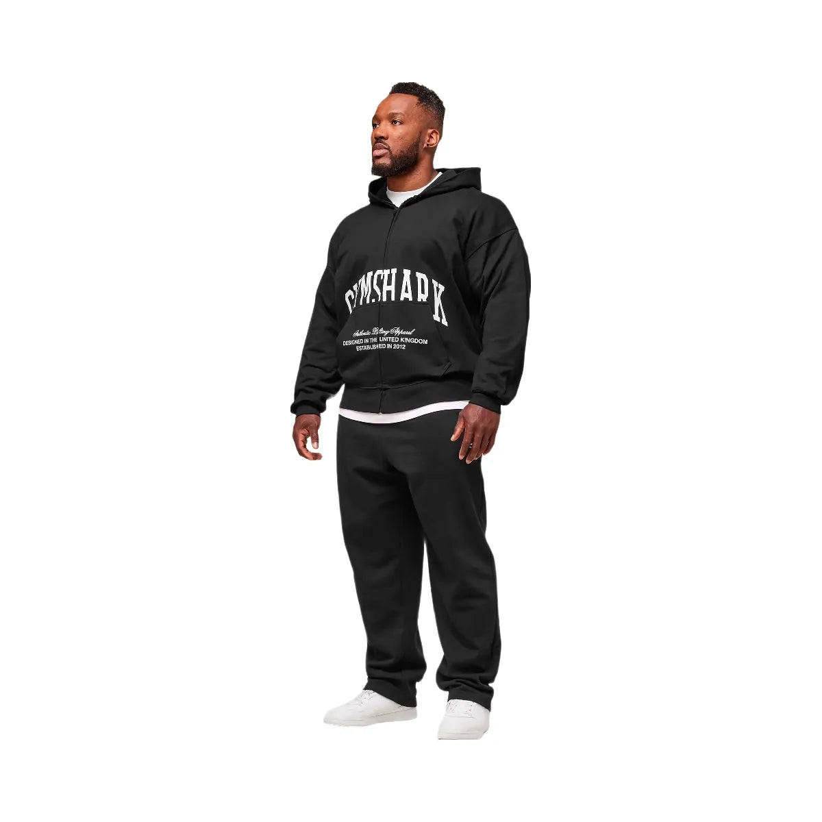 Gymshark Collegiate Script Zip Up Hoodie - Black/White