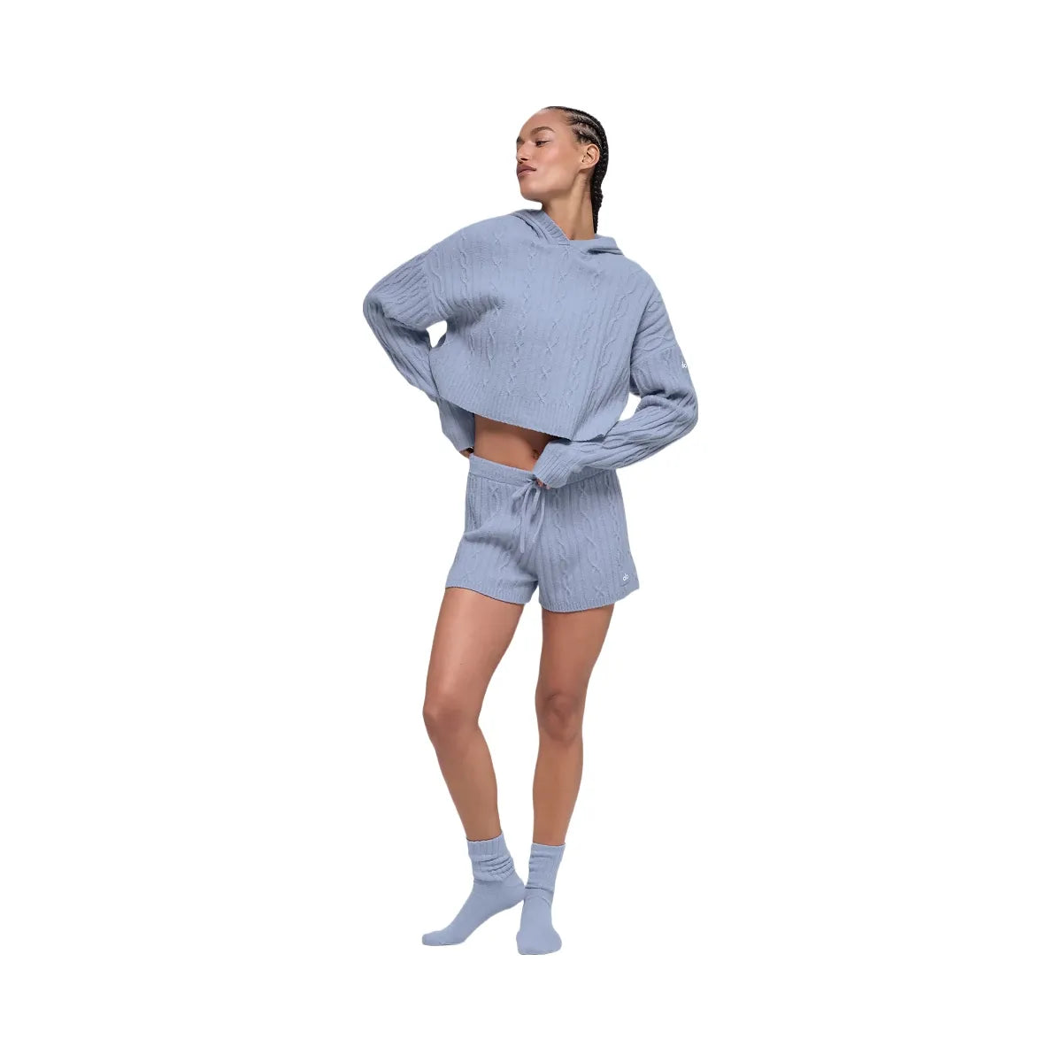 Alo Women's Cable Knit Winter Bliss Short - Winter Frost