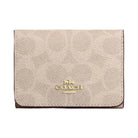 Coach Card Holder Wallet In Blocked Signature Canvas Signature Canvas-Gold-Sand-Tan