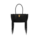 Michael Kors Hamilton Moderne Small Fringed Suede Satchel Black