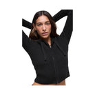 Alo Women's Wool Cashmere Ribbed Noble Full Zip Hoodie - Black