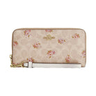 Coach Long Zip Around Wallet In Signature Canvas With Floral Print Gold-Sand Multi