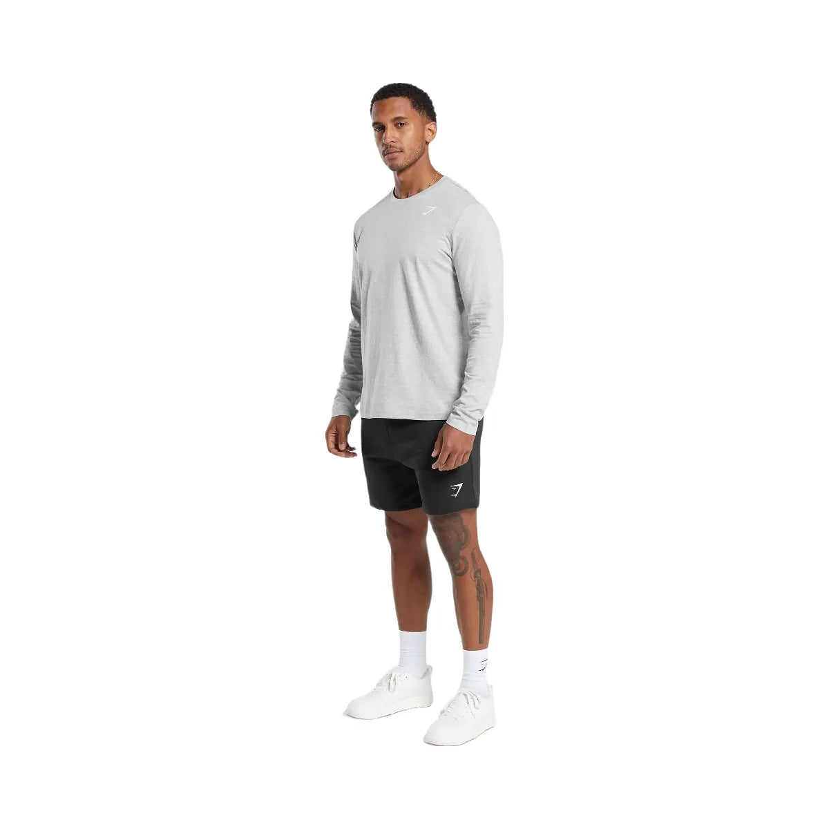 Gymshark Crest Long Sleeve T-Shirt - Light Grey Marl