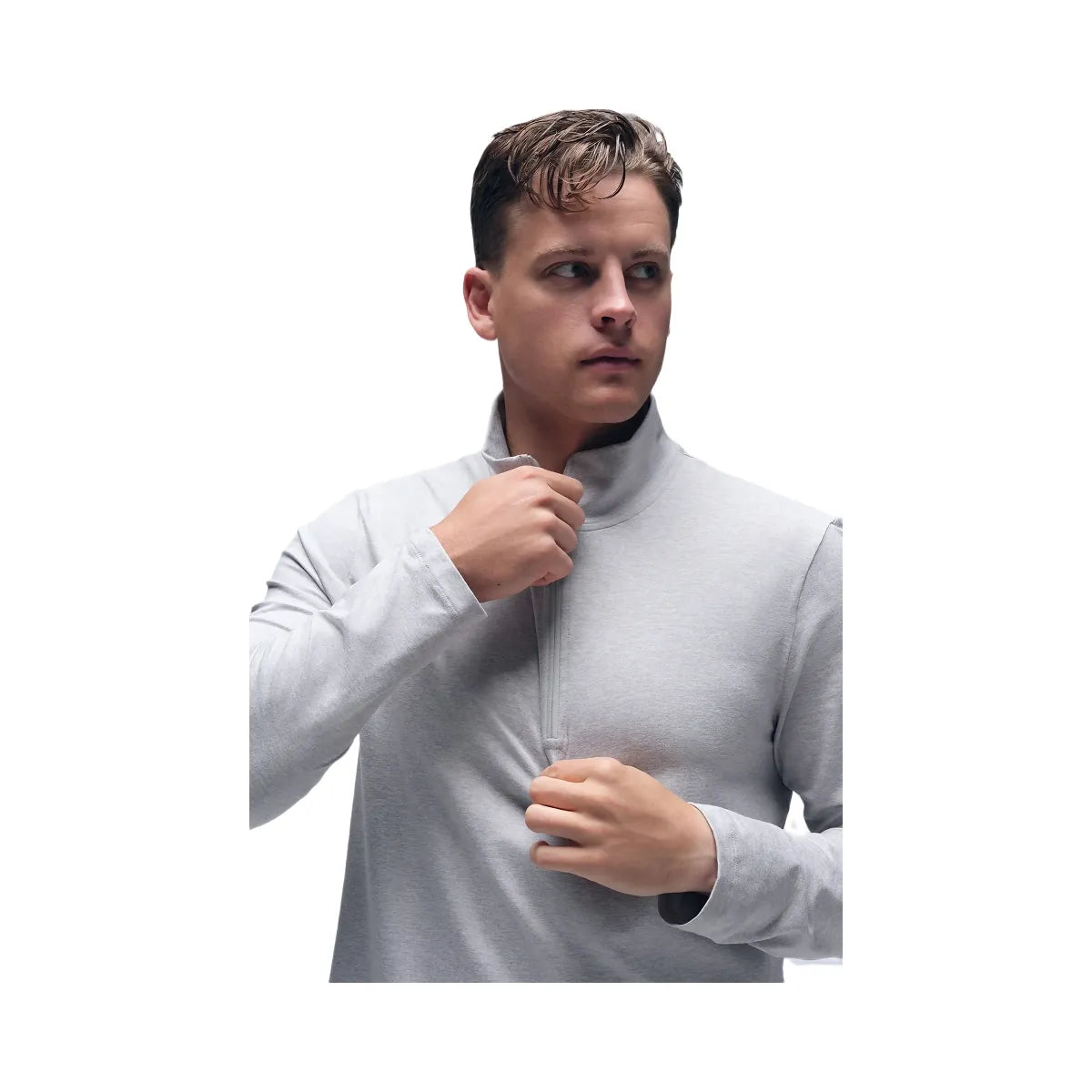 Alo Men's Conquer 1/4 Zip Reform Long Sleeve - Athletic Heather Grey