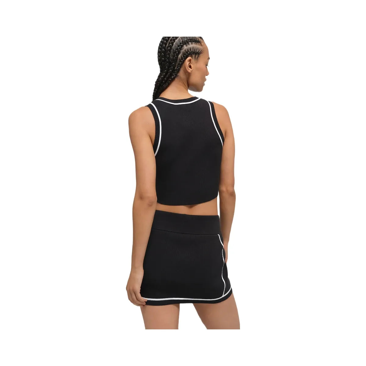 Alo Women's Ribbed Sweater Knit Highline Mini Skirt - Black/White