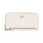 Coach Long Zip Around Wallet Crossgrain Leather-Gold-Chalk