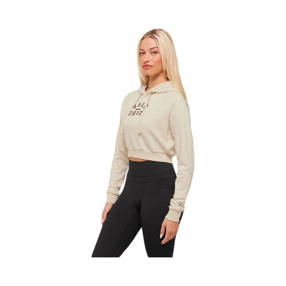 Gymshark Lifting Club 2012 Graphic Cropped Hoodie - Stone Beige/Wash