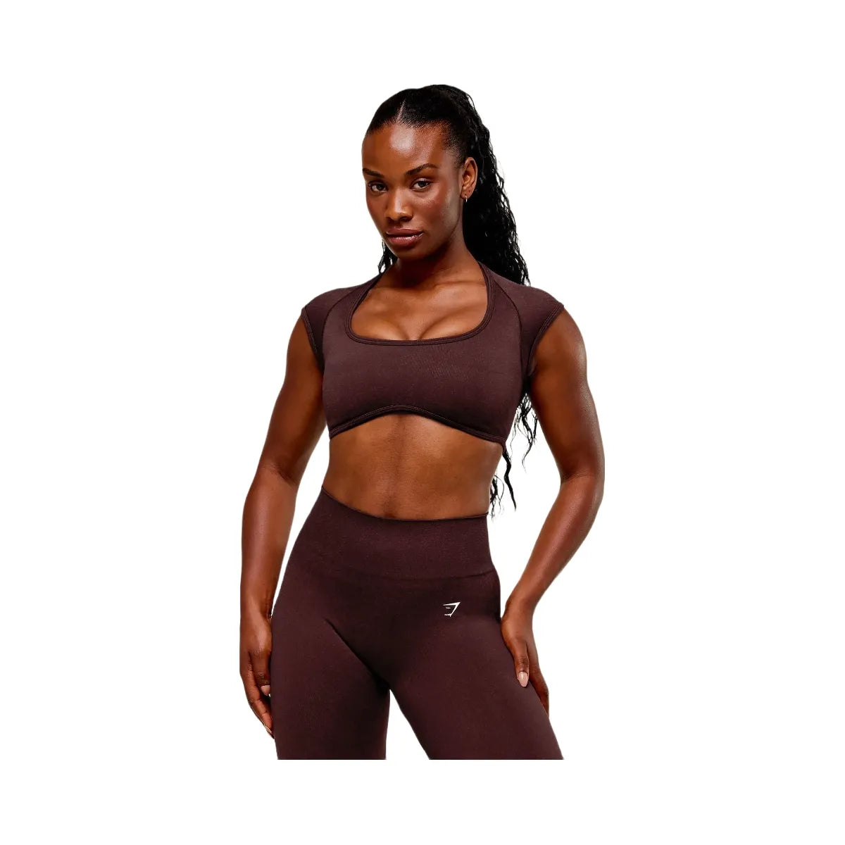 Gymshark Adapt Fleck x Whitney Short Sleeve Crop Top - Cherry Purple/Rich Maroon