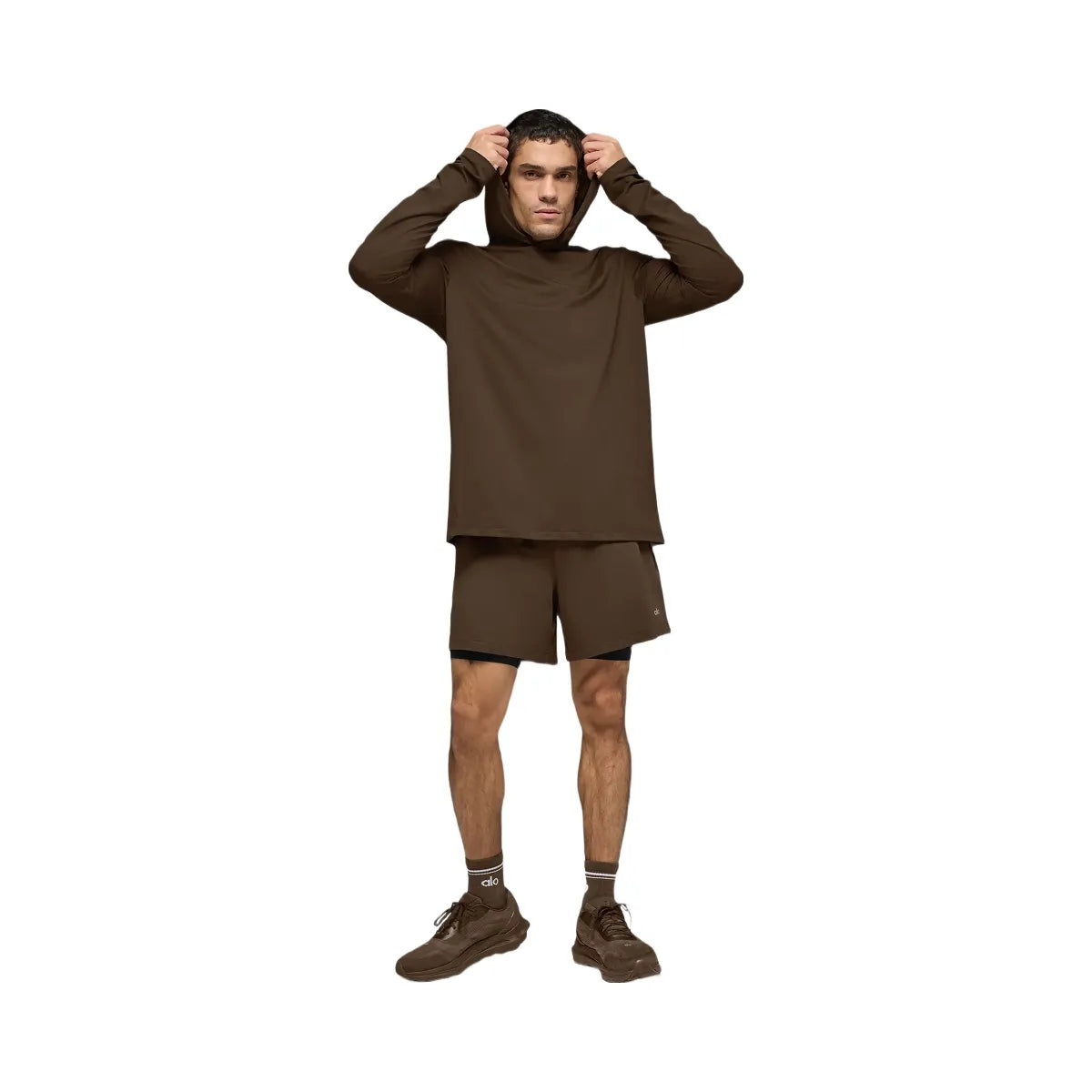 Alo Men's Conquer Reform Long Sleeve With Hood - Espresso