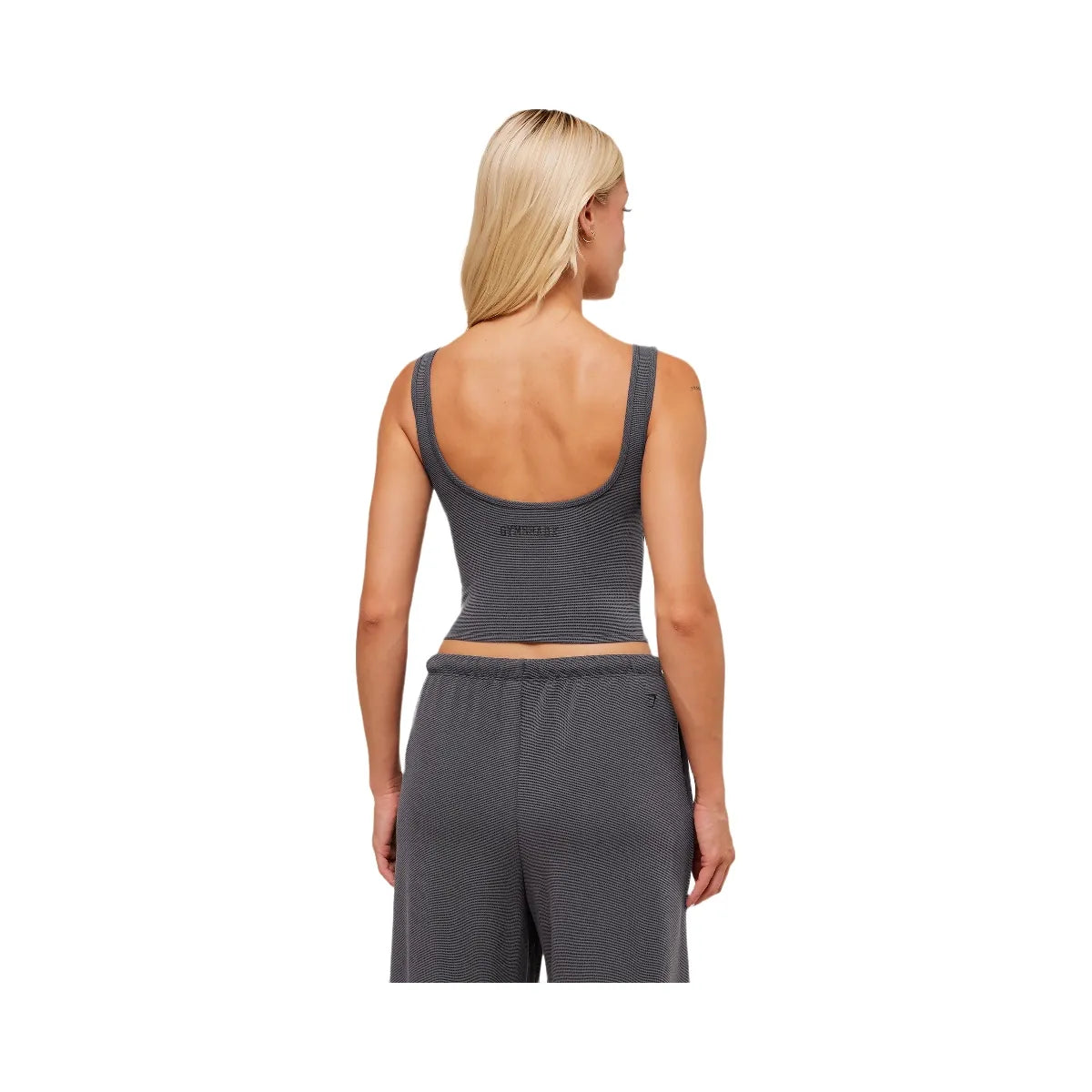 Gymshark Waffle Cropped Tank - Onyx Grey