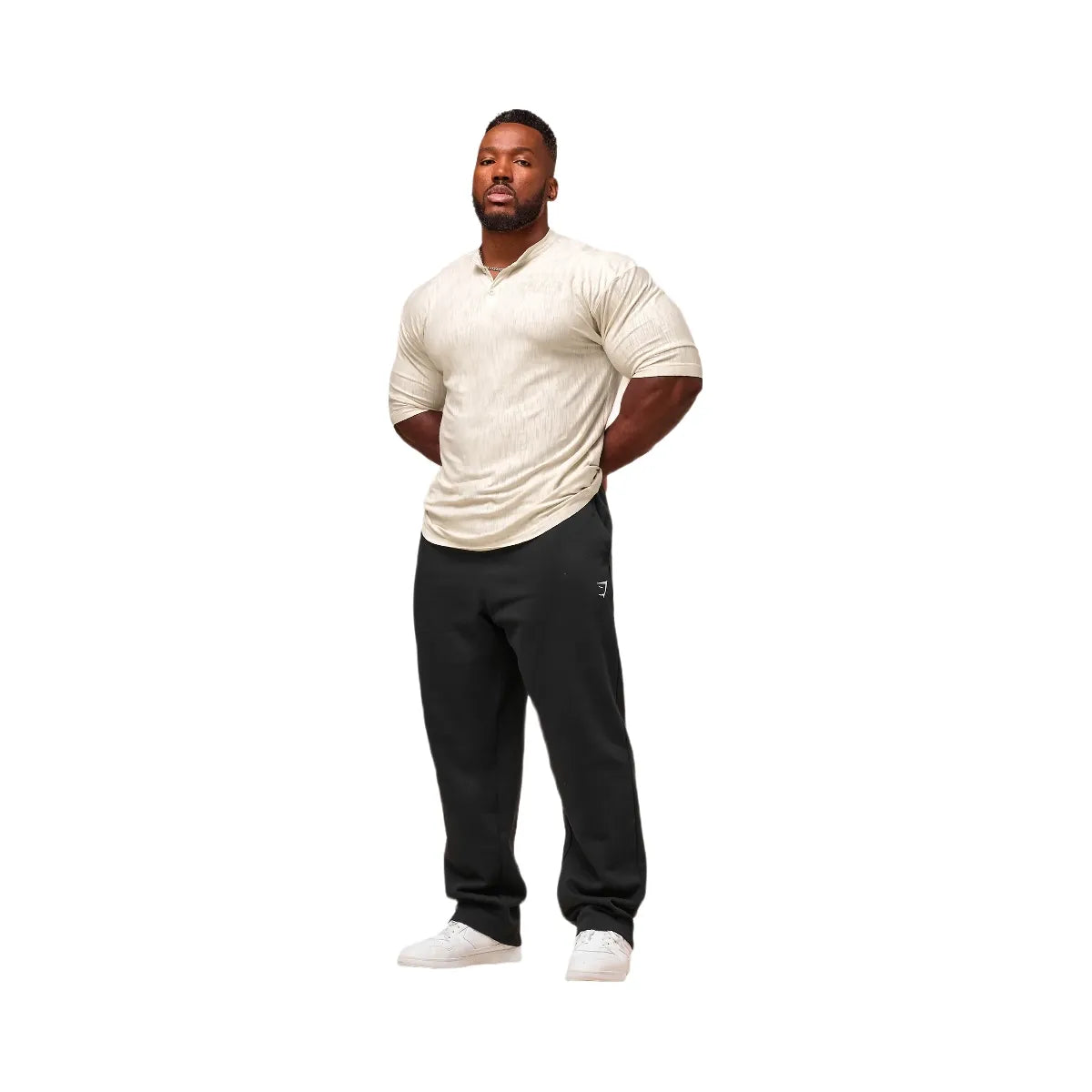 Gymshark Lightweight Slub Textured 3/4 Henley - Oat White