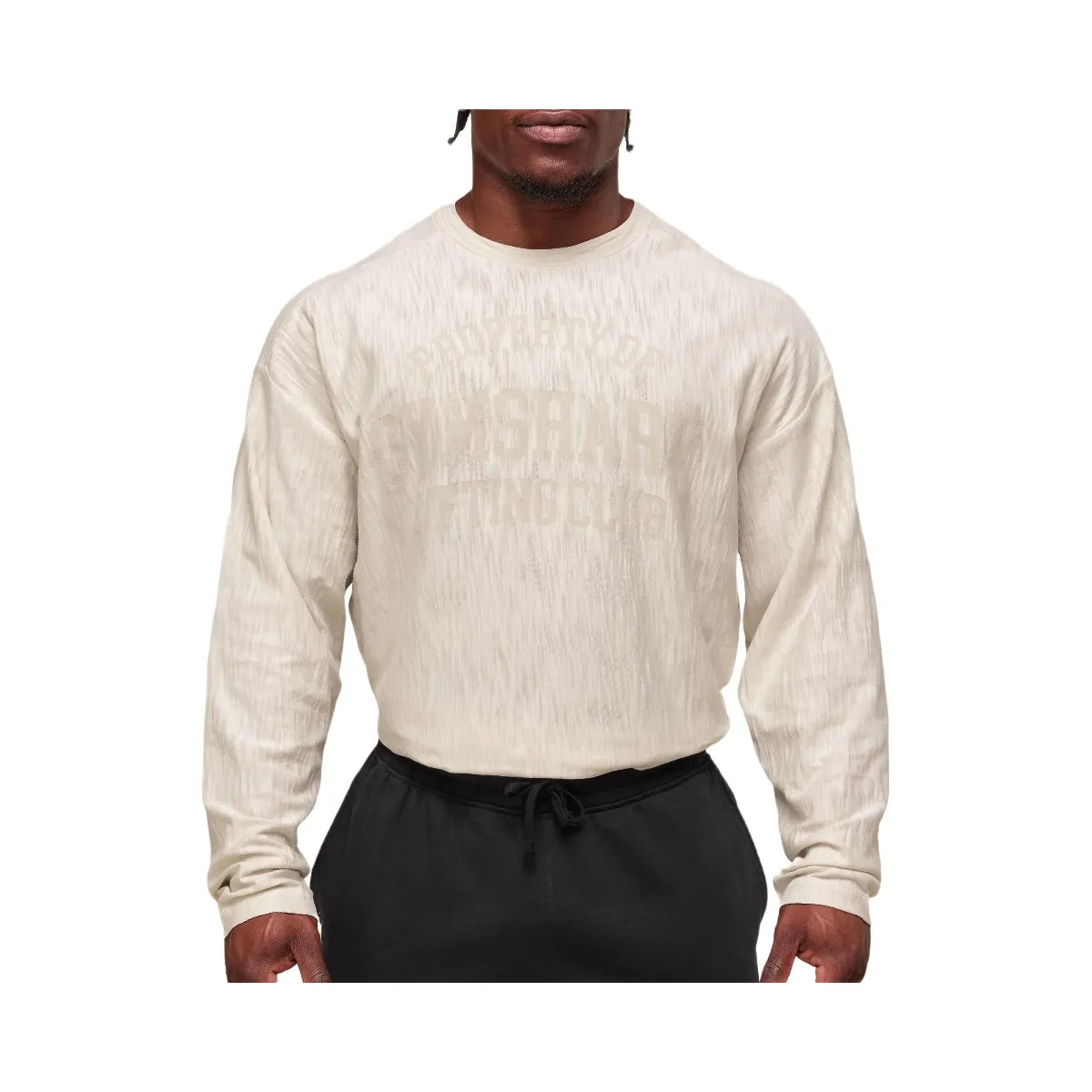 Gymshark Lightweight Slub Textured Lifting Authenticator OS LS T-shirt - Oat White