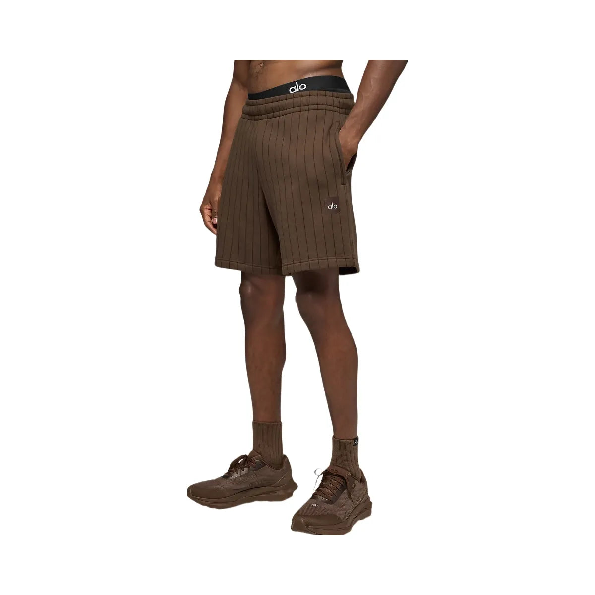 Alo Men's 7" Pinstripe Short - Espresso Pinstripe