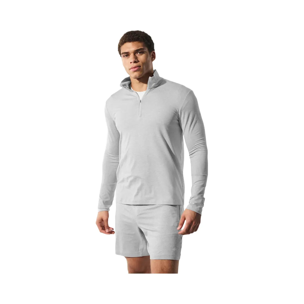 Alo Men's Conquer 1/4 Zip Reform Long Sleeve - Athletic Heather Grey