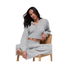 Alo Women's Cashmere Plush Waffle Full Zip Hoodie - Athletic Heather Grey