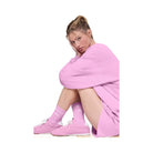 Alo Unisex Half-Crew Throwback Sock - Candy Heart Pink/White