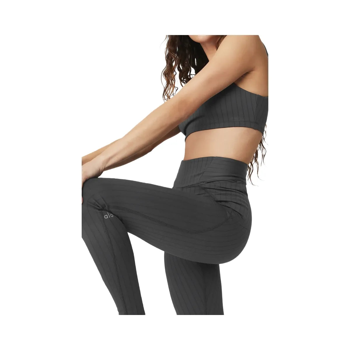 Alo Women's Pinstripe Jacquard Extreme High-Waist Legging - Anthracite/Black