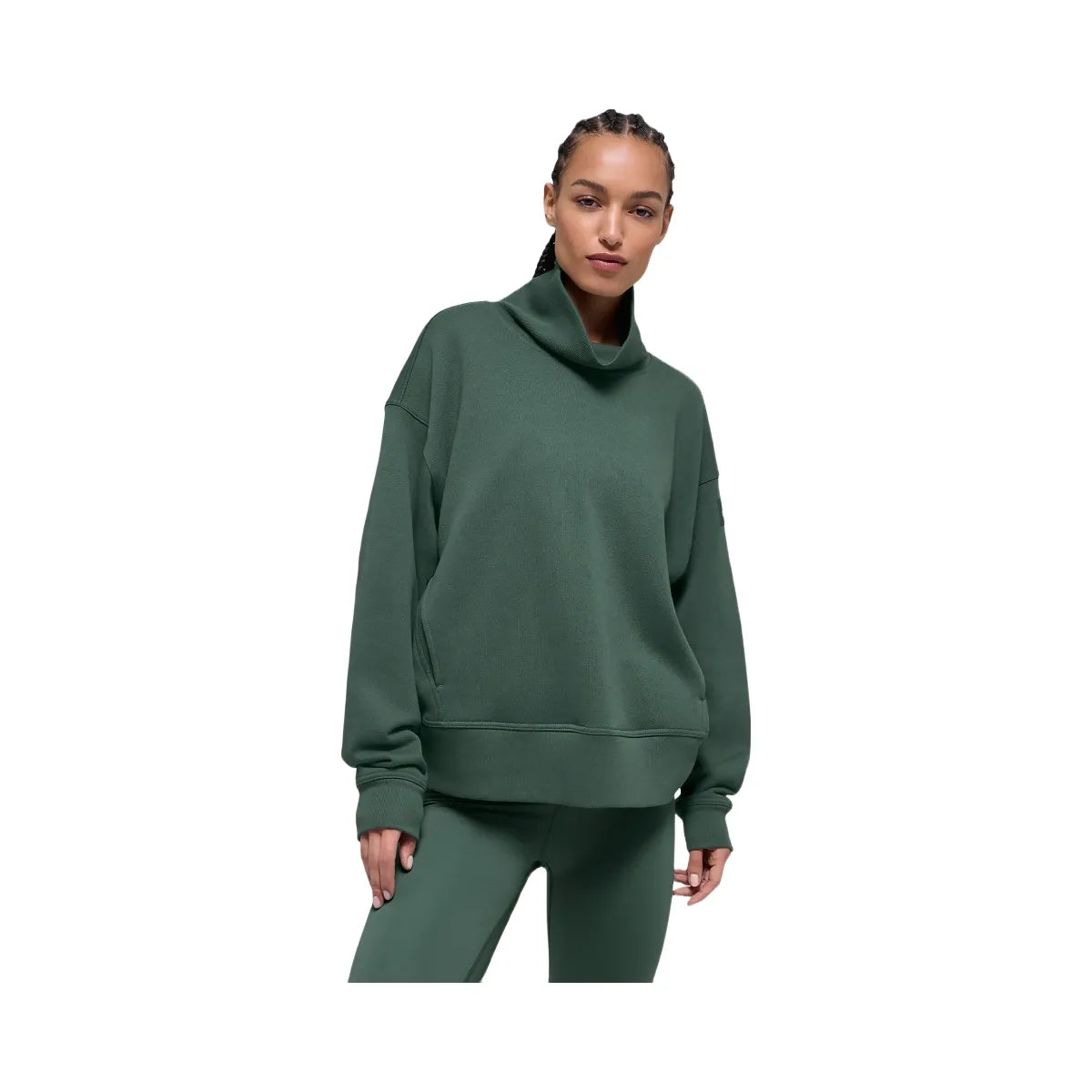 Alo Women's Hazy Mock Neck Pullover - Clover Green