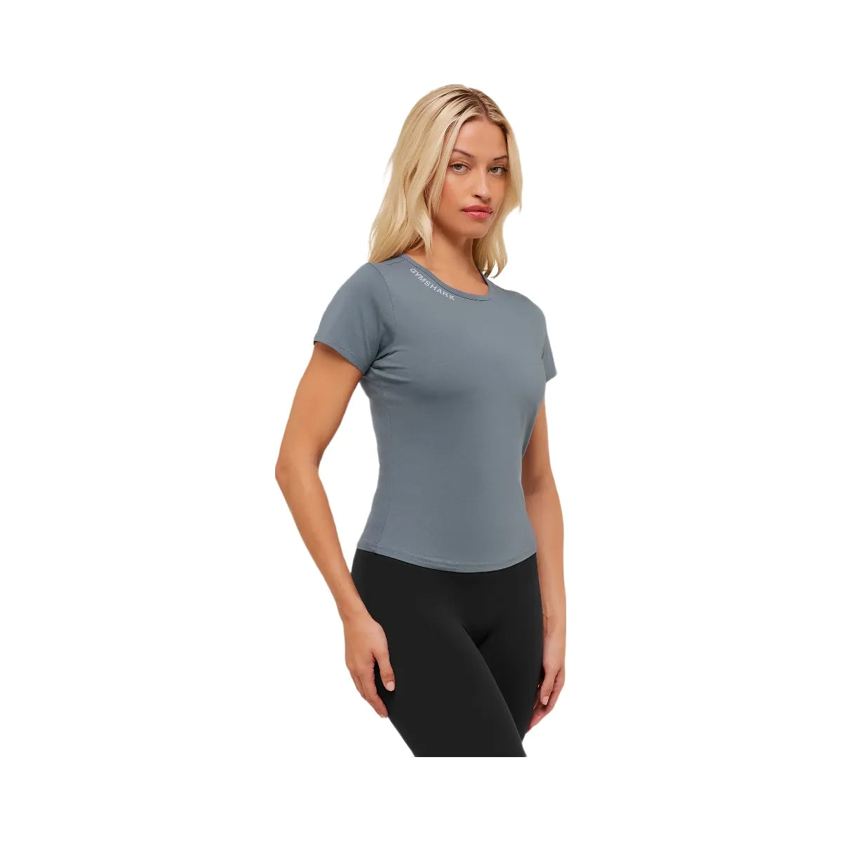 Gymshark Embroidered Logo Crop Top - Iron Blue