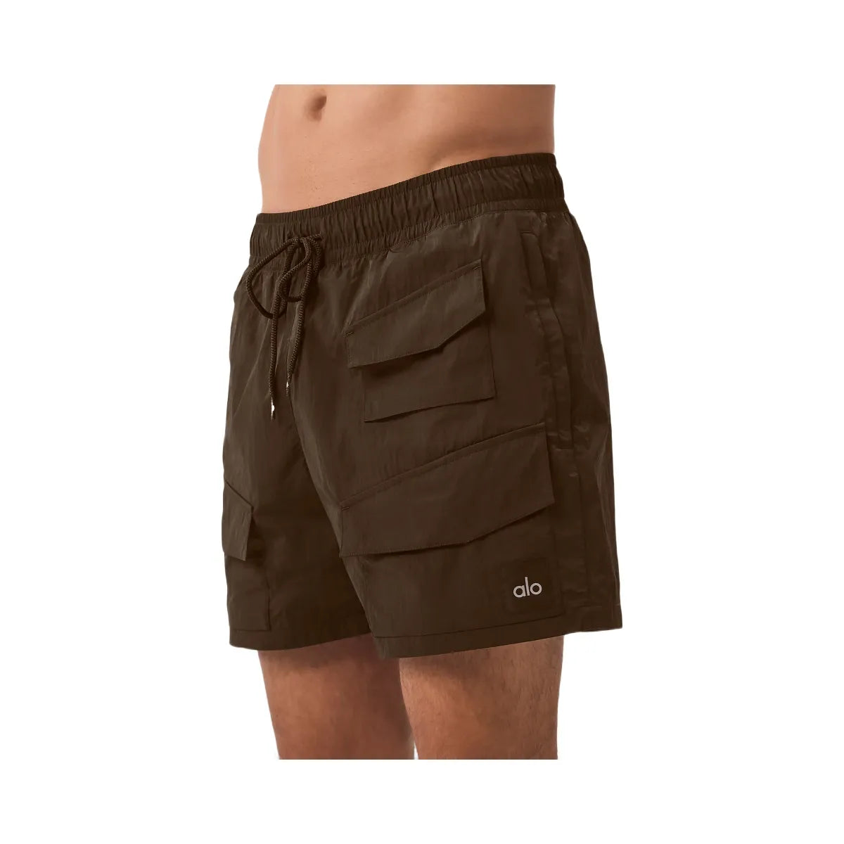 Alo Men's 7" Crinkle Nylon Excursion Cargo Short - Espresso