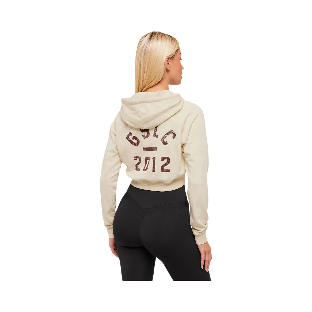 Gymshark Lifting Club 2012 Graphic Cropped Hoodie - Stone Beige/Wash