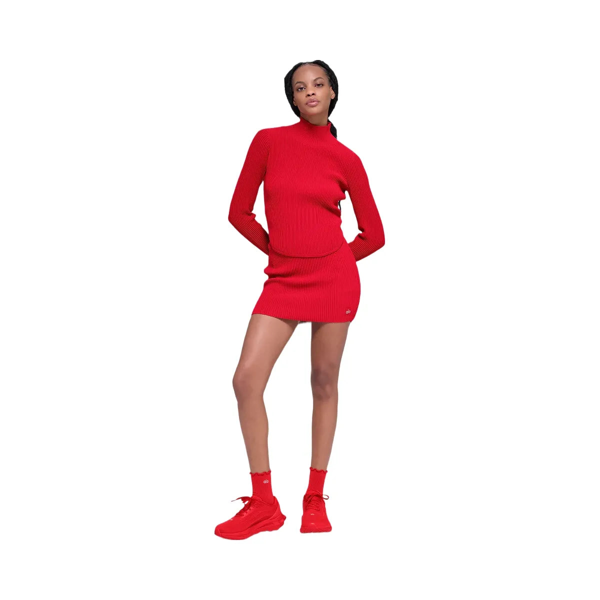 Alo Women's Denim Knit Backless Long Sleeve - Bright Red