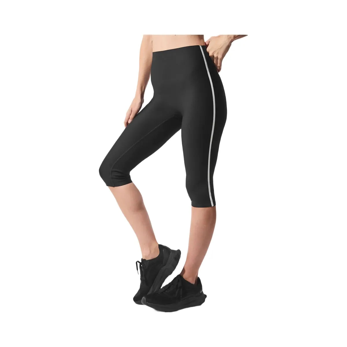 Alo Women's Airlift High-Waist Super Sleek Contrast Capri - Black/White