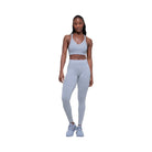 Alo Women's Seamless High-Waist Two Tone Rib Legging - Winter Frost Heather