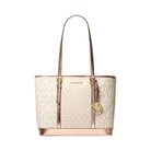 Michael Kors Jet Set Travel Small Metallic Logo Top-Zip Tote Bag Rose Gold