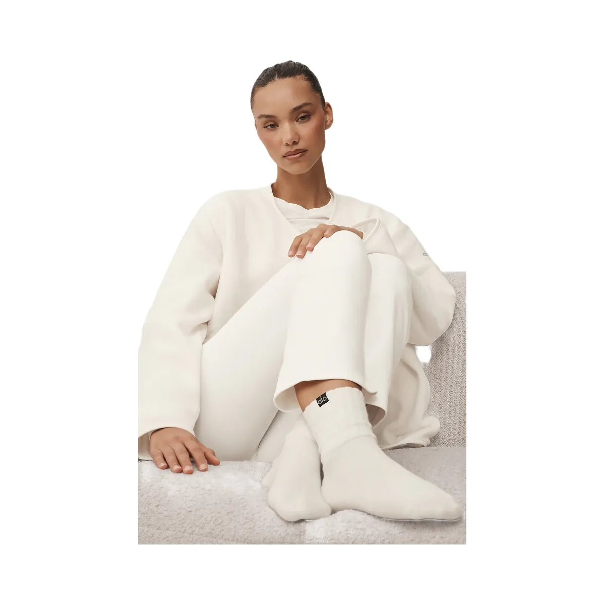 Alo Unisex Half-Crew Scrunch Sock - Ivory