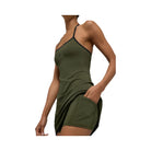 Alo Women's ALO Softsculpt Halter Tennis Dress - Green Olive/Black