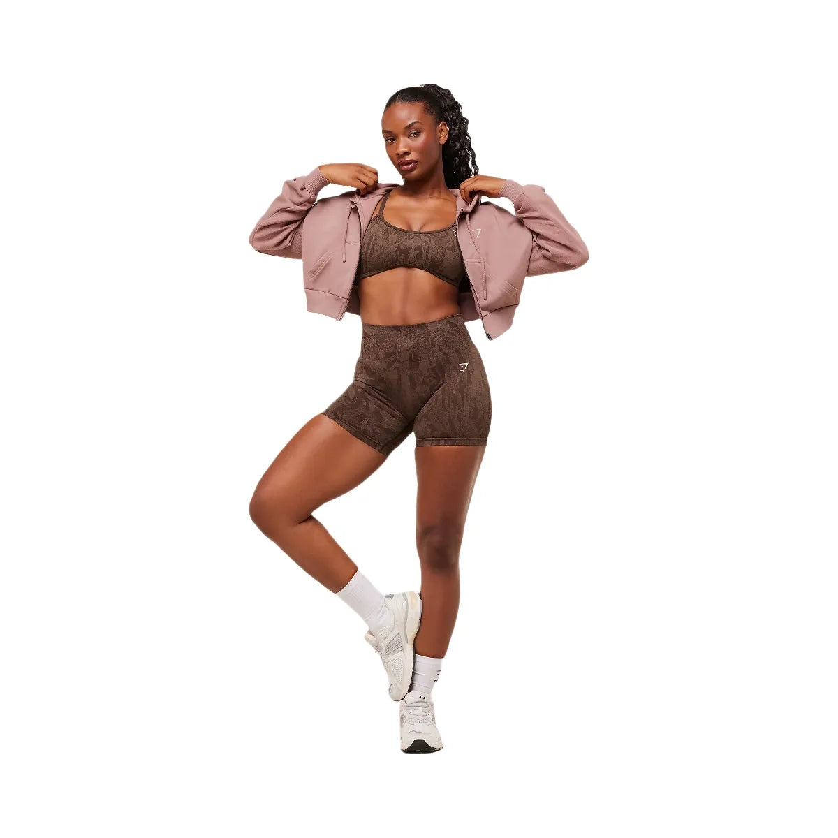 Gymshark Power Midi Zip Hoodie - Chestnut Pink