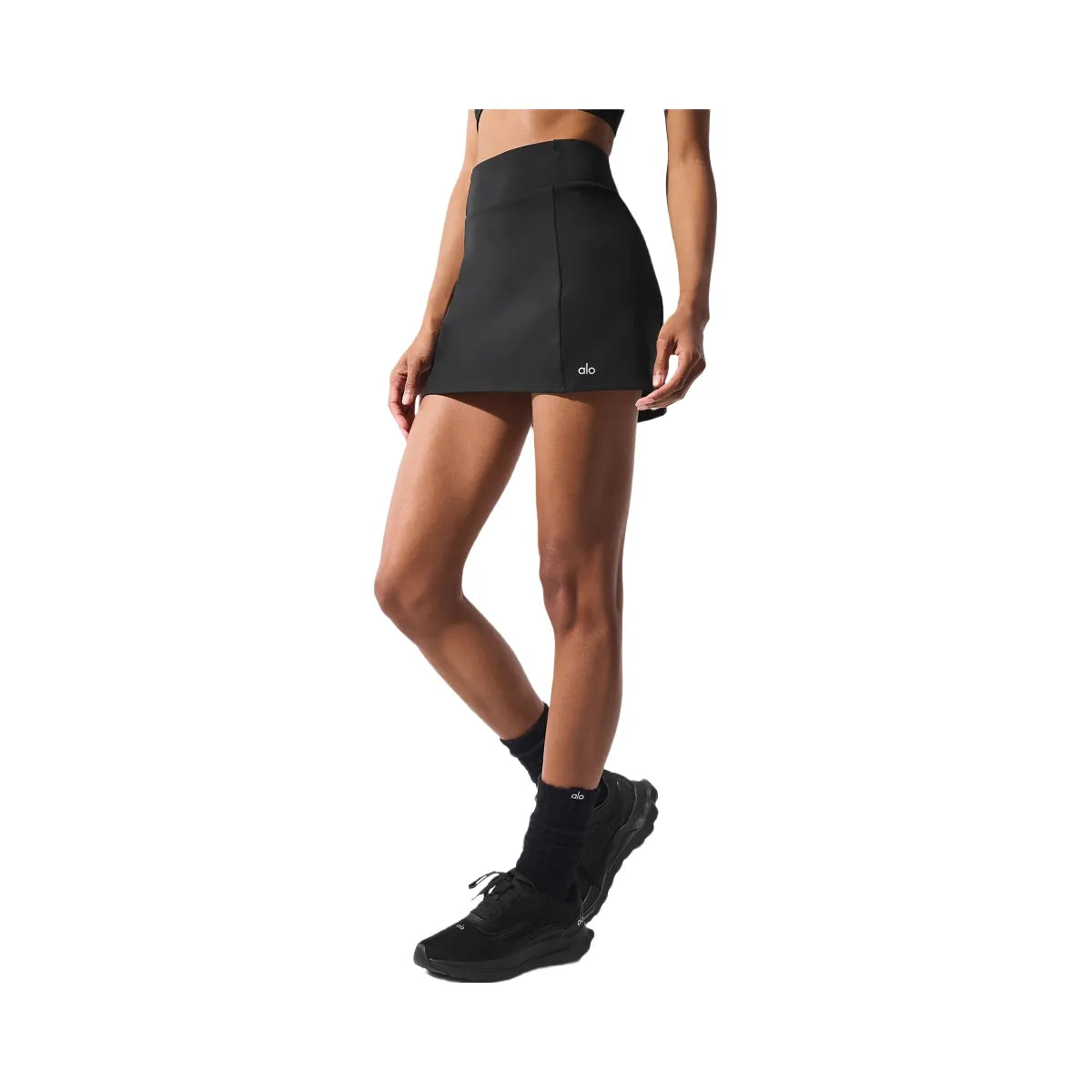 Alo Women's Airbrush High-Waist Good Form Tennis Skirt - Black
