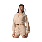 Alo Women's Cashmere Plush Waffle Full Zip Hoodie - Macadamia Blush