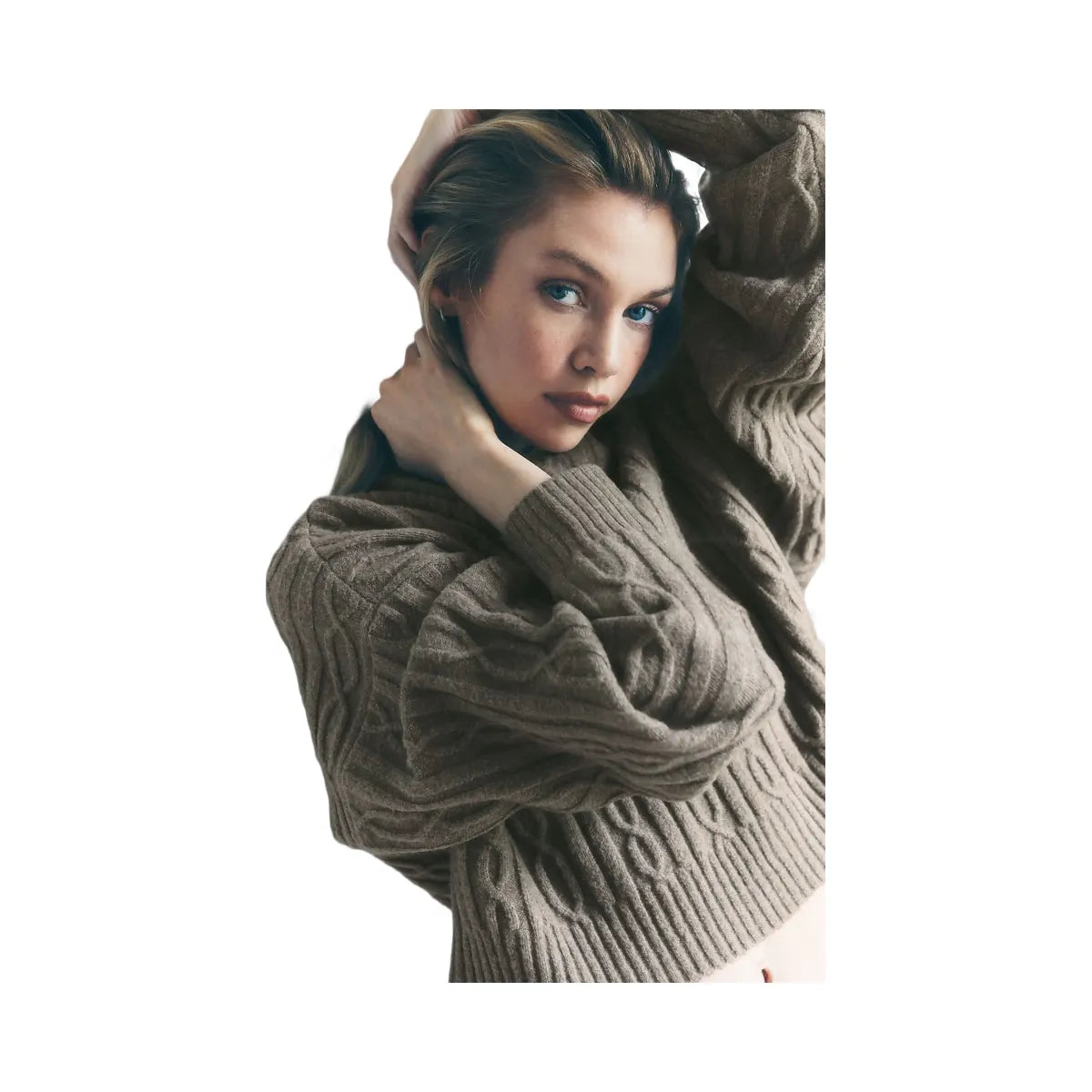 Alo Women's Cable Knit Winter Bliss Hoodie - Light Cocoa