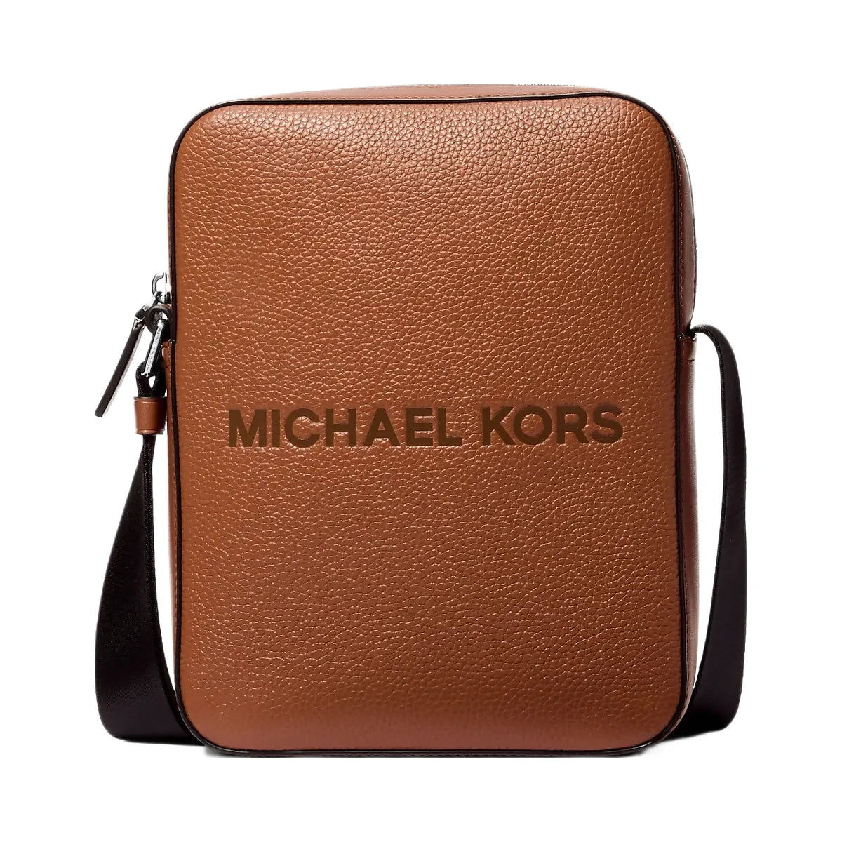 Michael Kors Cooper Logo Embossed Pebbled Leather Messenger Bag Luggage