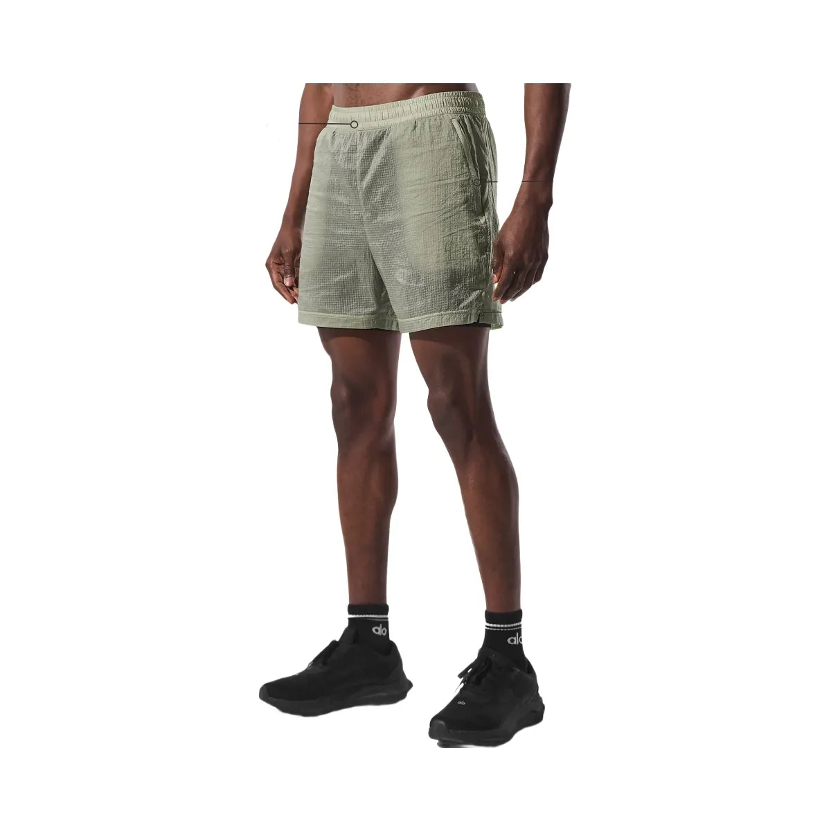 Alo Men's 5" Game Time Ripstop 2-In-1 Short - Limestone/Black
