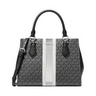 Michael Kors Marilyn Medium Signature Logo Stripe Satchel Black