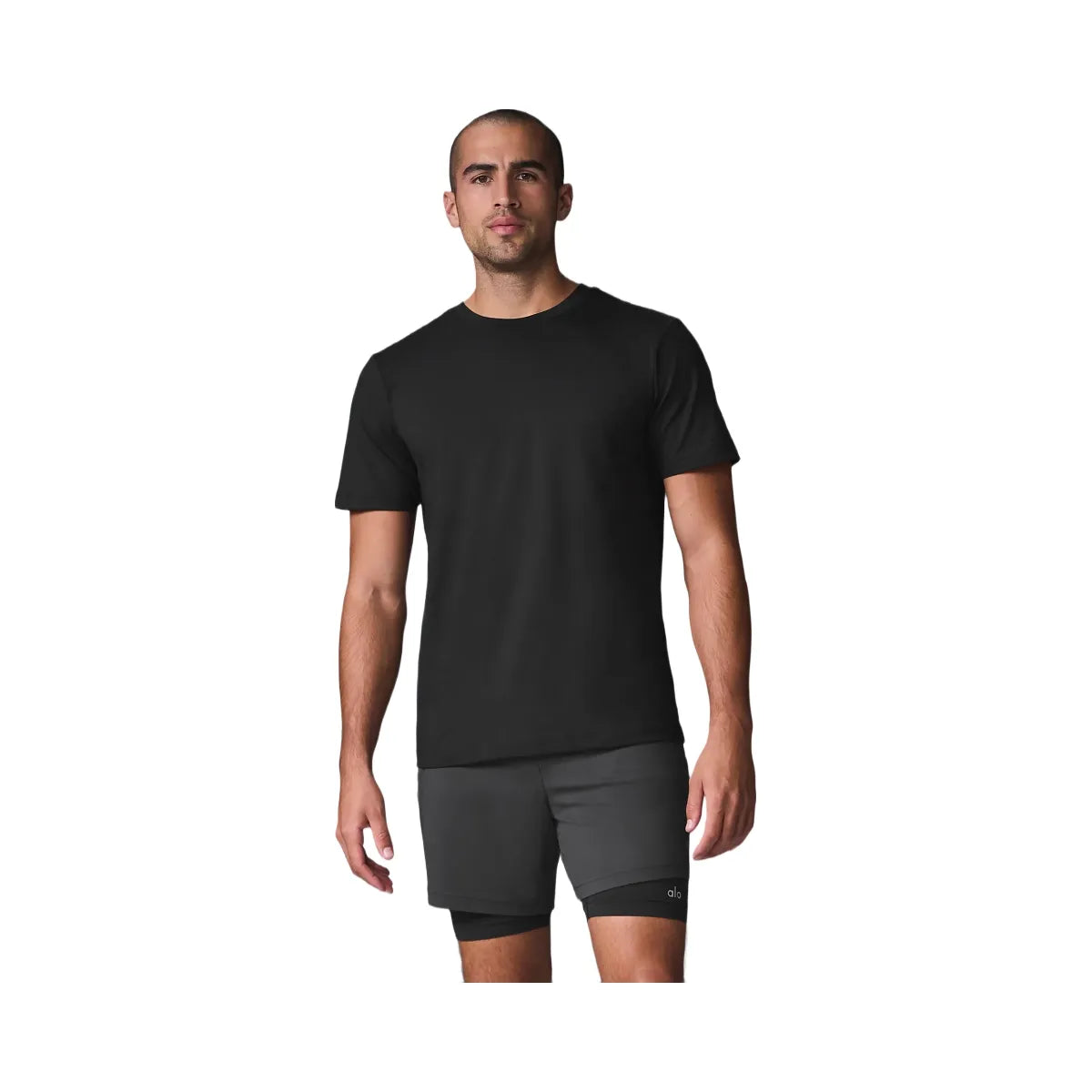 Alo Men's Conquer Reform Crewneck Short Sleeve - Black