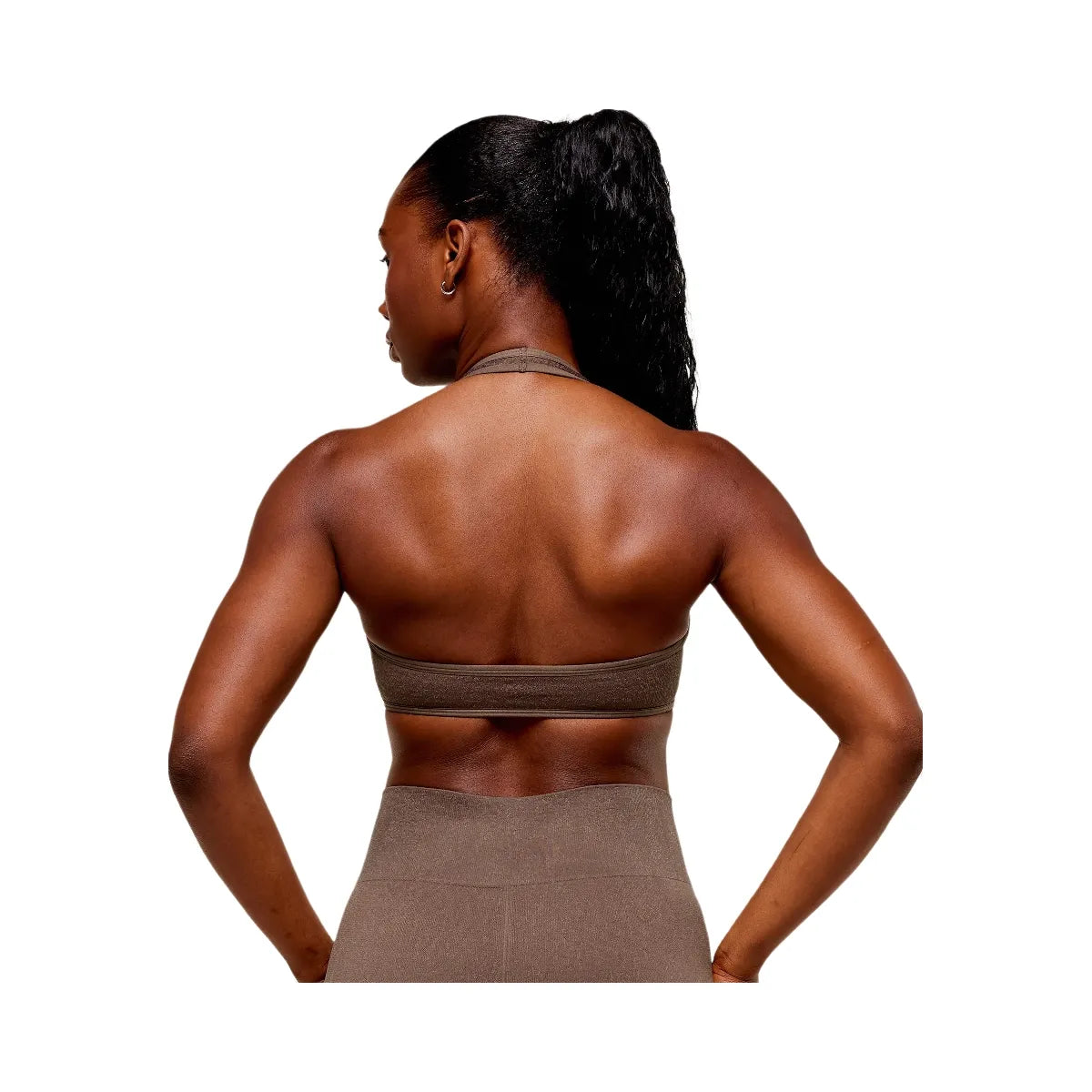 Gymshark Adapt Fleck x Whitney Halterneck Sports Bra - Soft Brown/Chestnut Pink