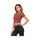 Gymshark Crossover Midi Top with Shelf - Burgundy Brown