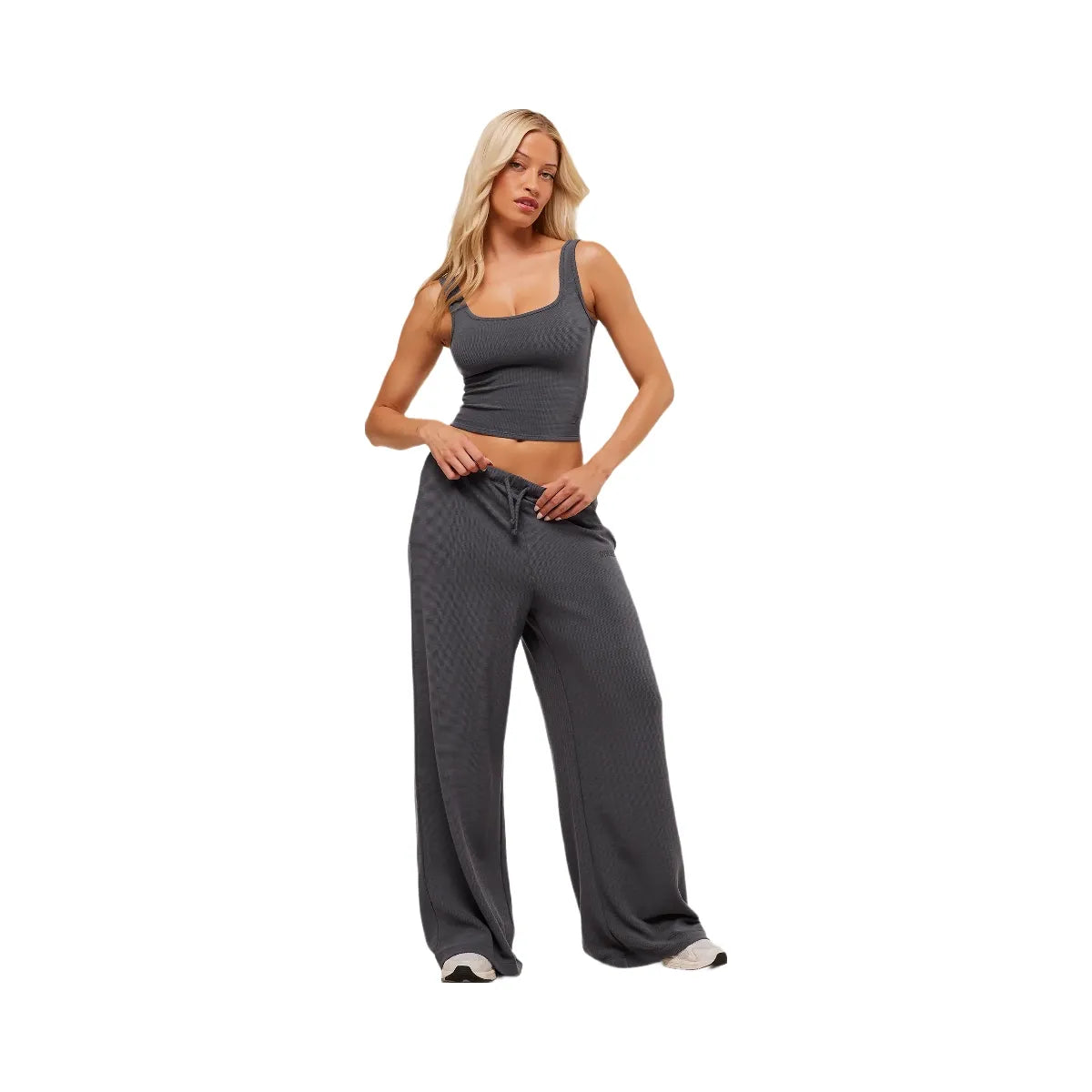 Gymshark Waffle Cropped Tank - Onyx Grey