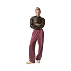 Alo Women's Faux Leather Cropped Premier Bomber - Espresso