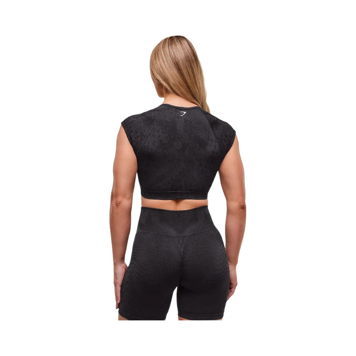 Gymshark Adapt Animal X Whitney Seamless Crop Top - Black/Asphalt Grey