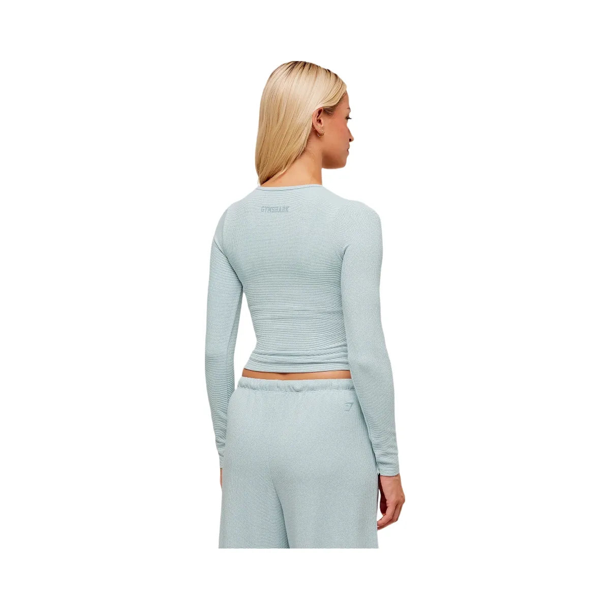 Gymshark Waffle Long Sleeve Top - Smoke Blue